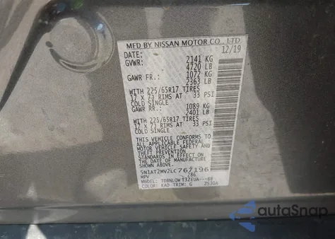 2020 Nissan Rogue Sv Intelligent Awd из США, поврежденный, VIN 5N1AT2MV2LC767196